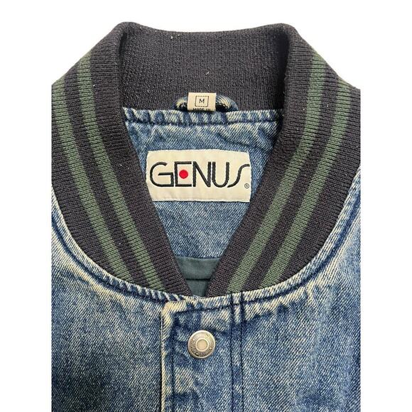 Vintage 90’s GENUS DISNEY Mickey Mouse Bomber Varsity Jacket‎ - Denim Green - M - Picture 5 of 7